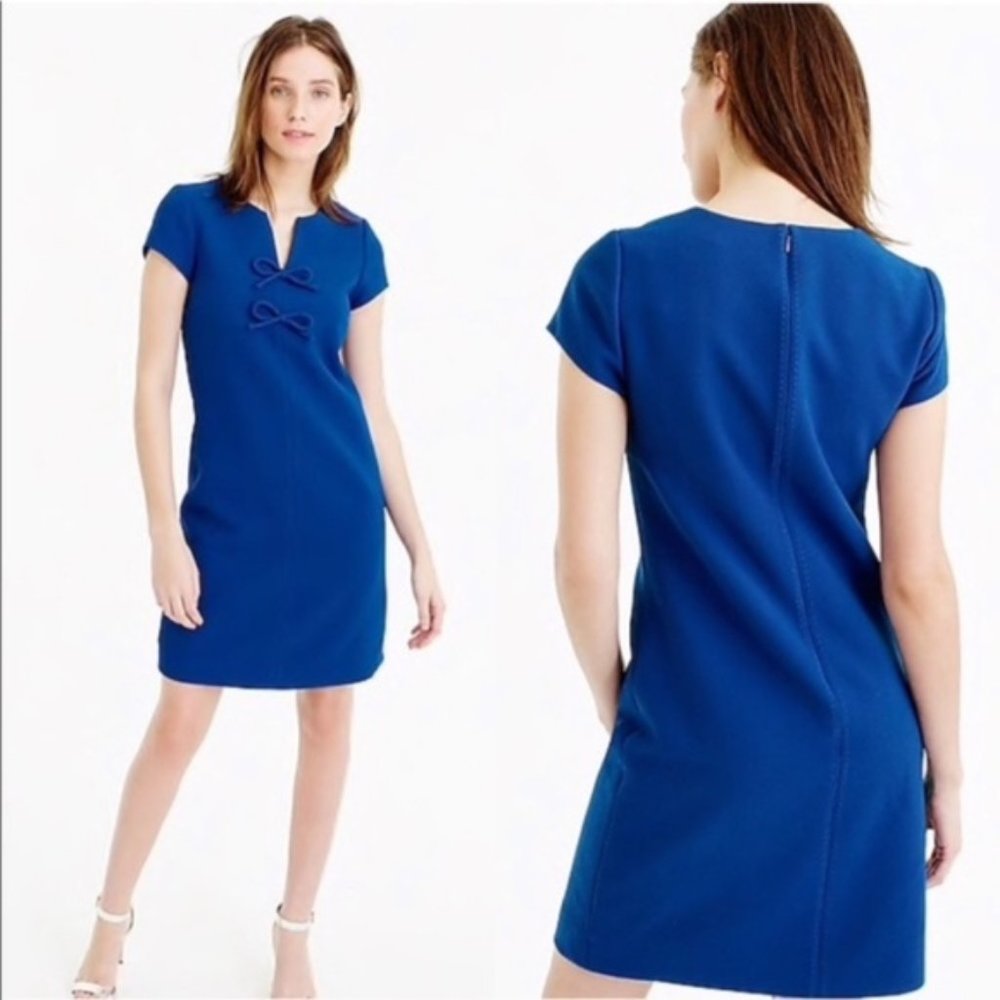 J. Crew Blue "Presentation" Bow Shift Dress